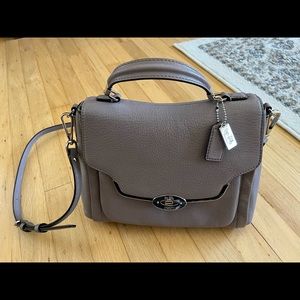 Authentic Coach Madison Sadie Leather Small Flap Satchel Crossbody (Gray)